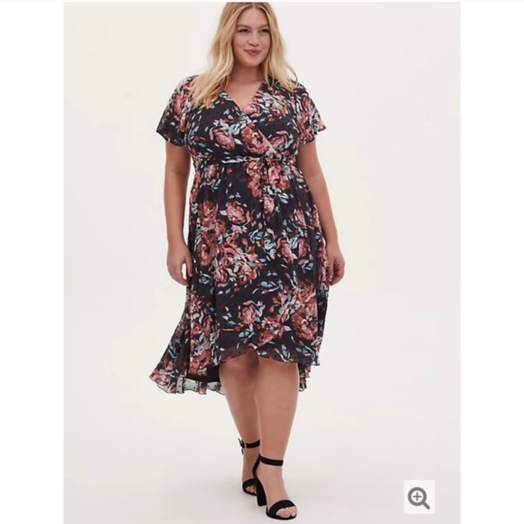 Torrid faux wrap swiss dot floral dress size‎ 2xl - Picture 1 of 11